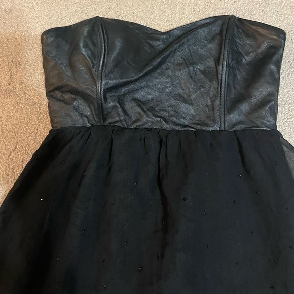 Boundary & Co Black faux leather top and chiffon bottom dress size Medium - Picture 2 of 12